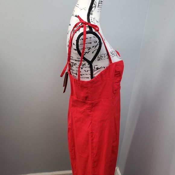 Anthropologie Slip Dress Womens Petites L Red Side Zip Adjustable Narrow Straps - Picture 8 of 11